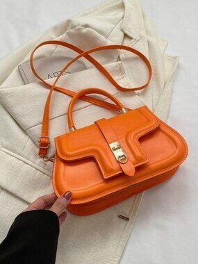 Vintage PU Leather Shoulder Bag – Orange Color